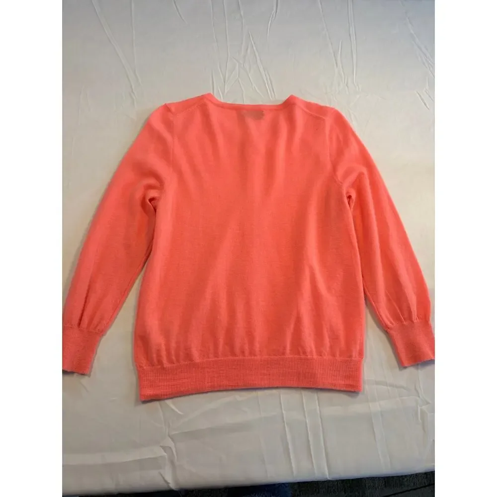 J.Crew Collection Italian Cashmere Cardigan Coral Quiet Luxury Coastal Med